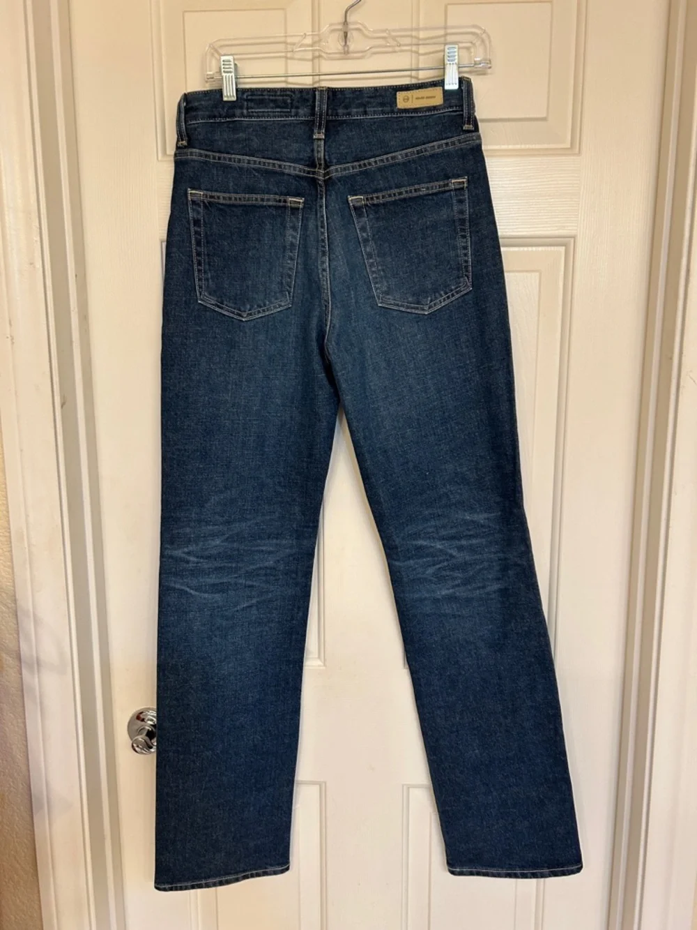 AG Adriano Goldschmied Alexxis Straight Leg High Rise Jeans in Dark Blue Wash 27 - Picture 10 of 12